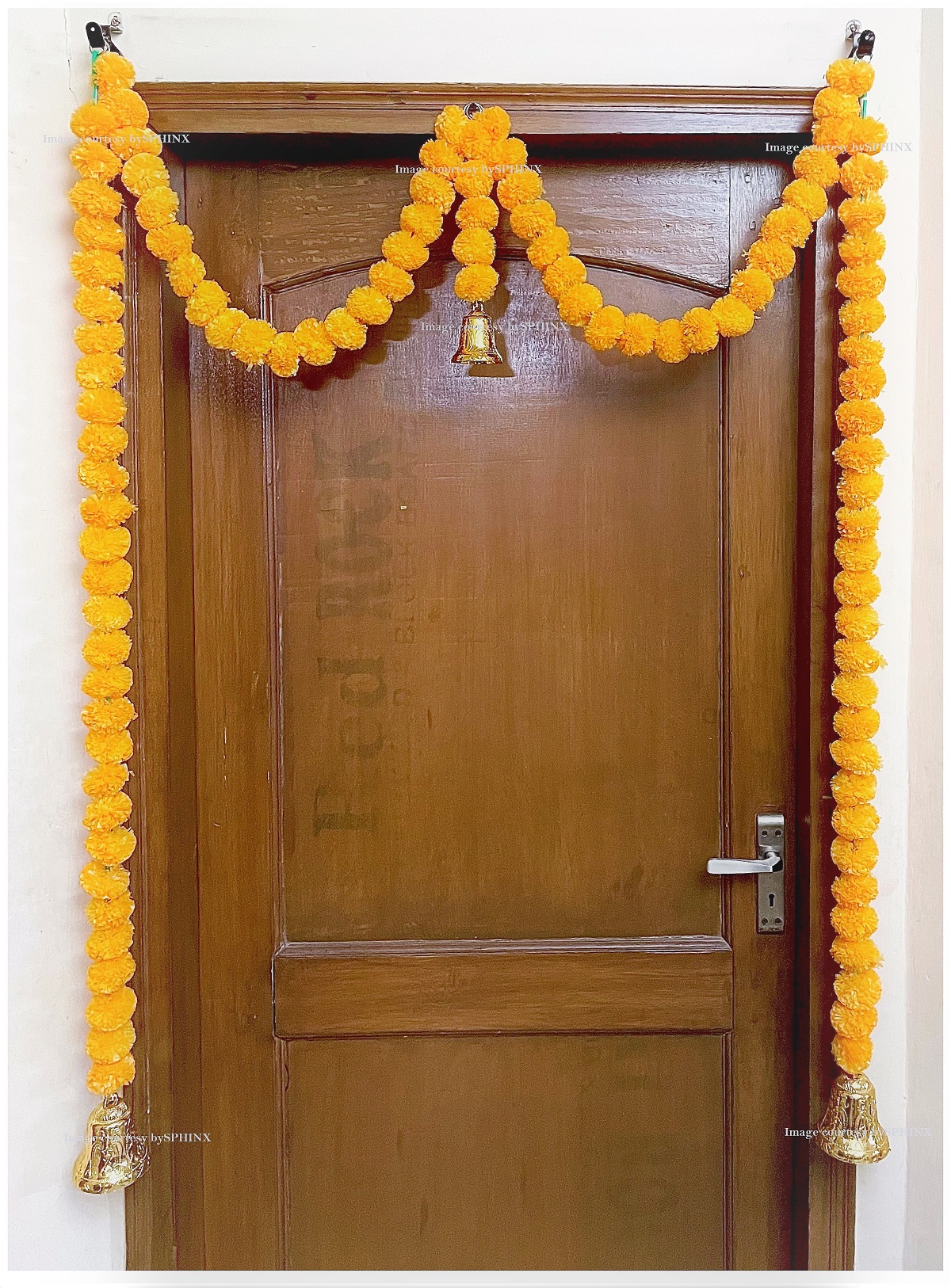 ARTIFICIAL MARIGOLD FLUFFY FLOWERS SINGLE LINE DOOR TORAN SET/DOOR HANGINGS