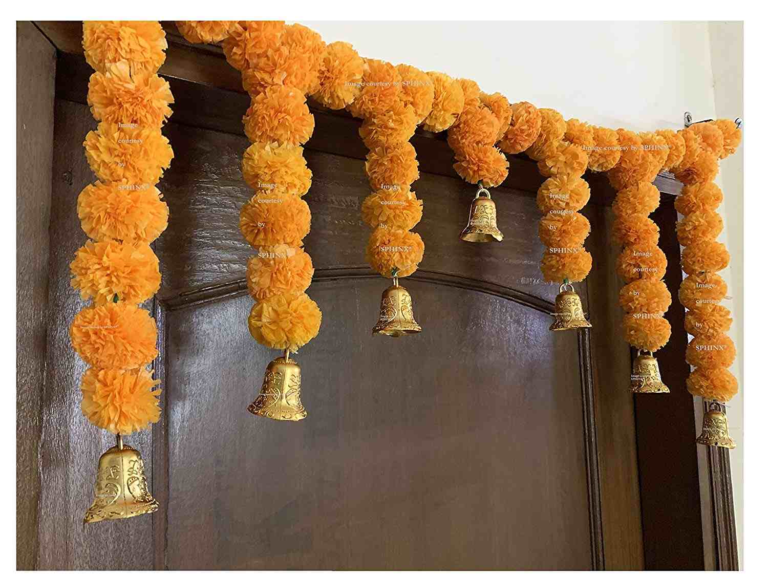 RTIFICIAL MARIGOLD FLUFFY FLOWER GARLANDS DOOR TORAN SET/DOOR HANGINGS FOR DECORATION