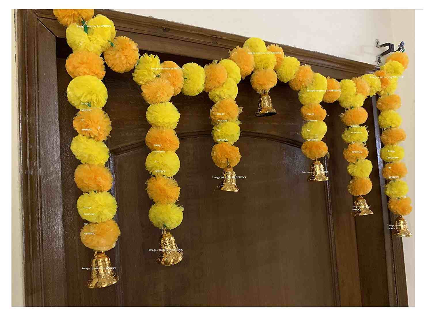 ARTIFICIAL MARIGOLD FLUFFY FLOWER GARLANDS DOOR TORAN SET/DOOR HANGINGS FOR DECORATION