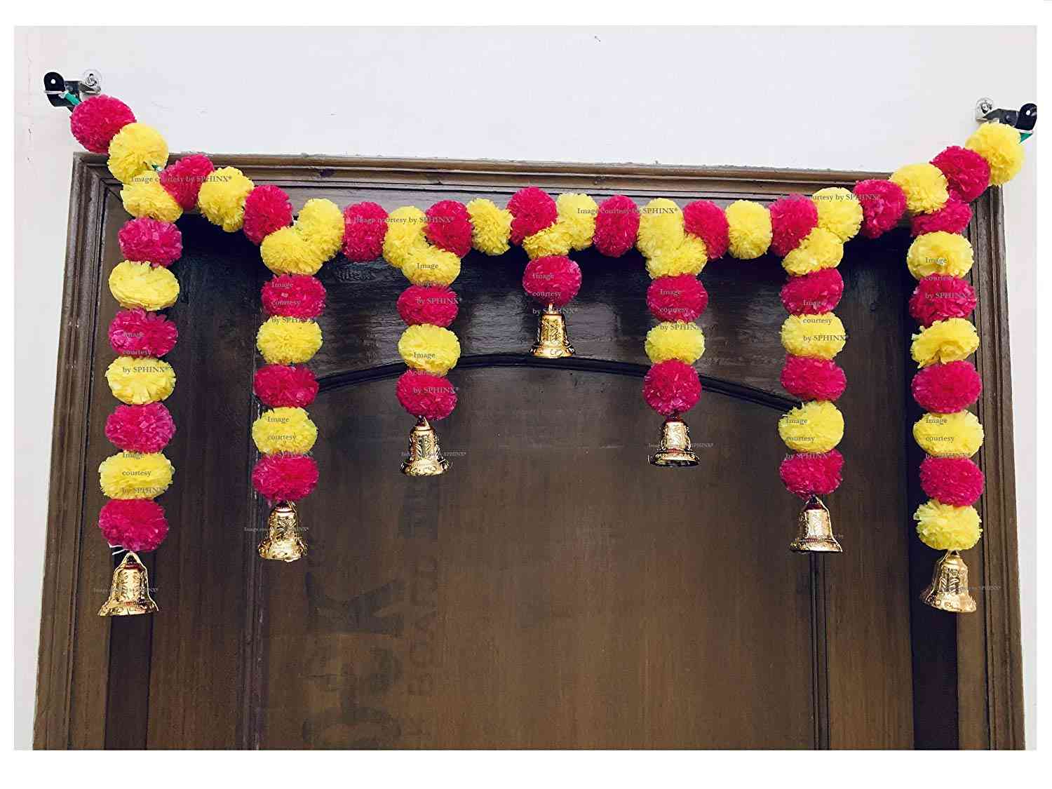 ARTIFICIAL MARIGOLD FLUFFY FLOWER GARLANDS DOOR TORAN SET/DOOR HANGINGS FOR DECORATION