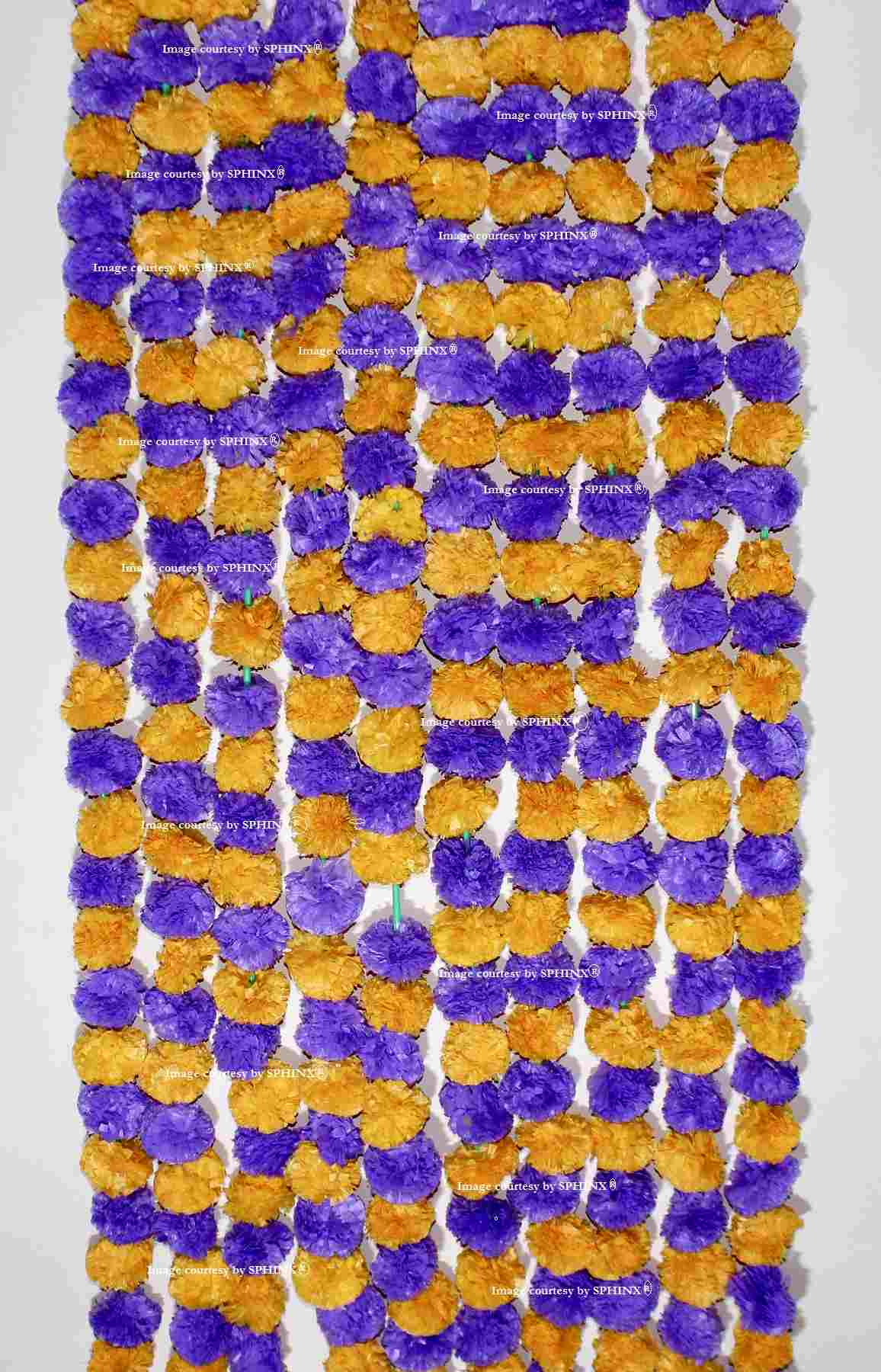 SPHINX ARTIFICIAL MARIGOLD FLUFFY FLOWERS GARLANDS FOR DECORATION – PACK OF 5 (LIGHT ORANGE & PURPLE)