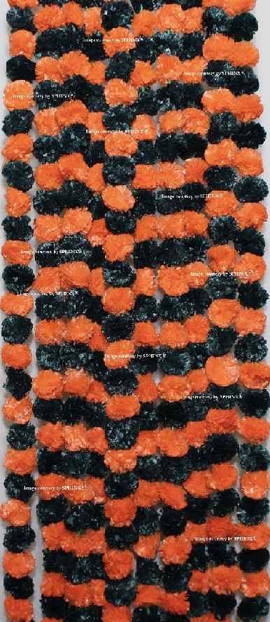 SPHINX ARTIFICIAL MARIGOLD FLUFFY FLOWERS GARLANDS FOR DECORATION – PACK OF 5 (DARK ORANGE DARK GREEN)