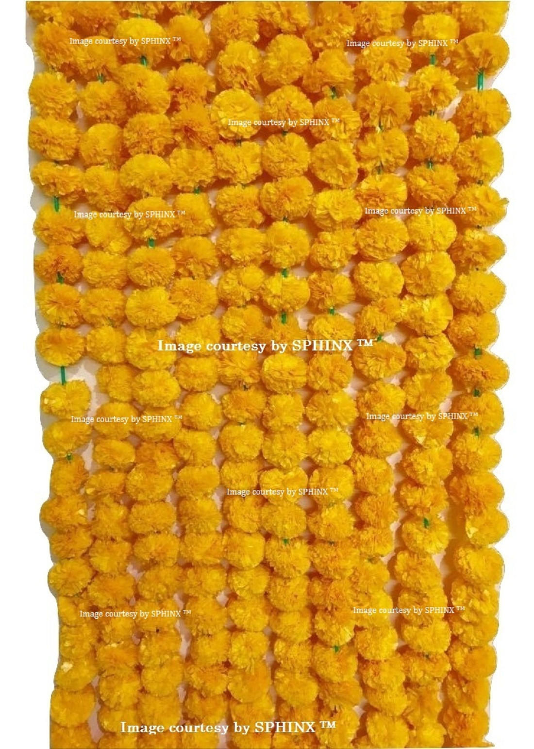 SPHINX ARTIFICIAL MARIGOLD FLUFFY FLOWERS GARLANDS FOR DECORATION – PACK OF 5 (LIGHT ORANGE)