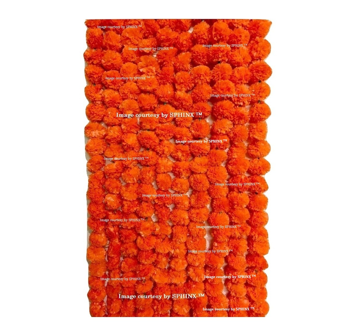 SPHINX ARTIFICIAL MARIGOLD FLUFFY FLOWERS GARLANDS FOR DECORATION – PACK OF 5 (DARK ORANGE)