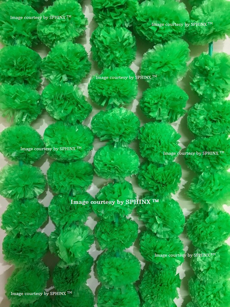 SPHINX ARTIFICIAL MARIGOLD FLUFFY FLOWERS GARLANDS FOR DECORATION – PACK OF 5 (GREEN)