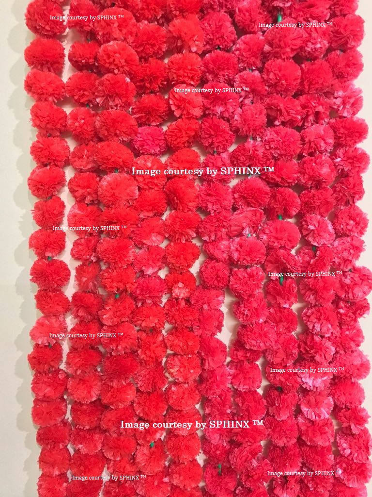 SPHINX ARTIFICIAL MARIGOLD FLUFFY FLOWERS GARLANDS FOR DECORATION – PACK OF 5 (DARK PINKISH-RED)