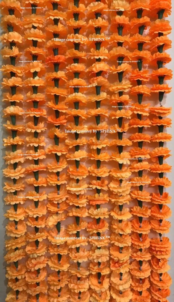 SPHINX RE-USABLE ARTIFICIAL MARIGOLD FLOWERS GARLANDS (TORAN) FOR DECORATION(36FG)- PACK OF 12 STRINGS