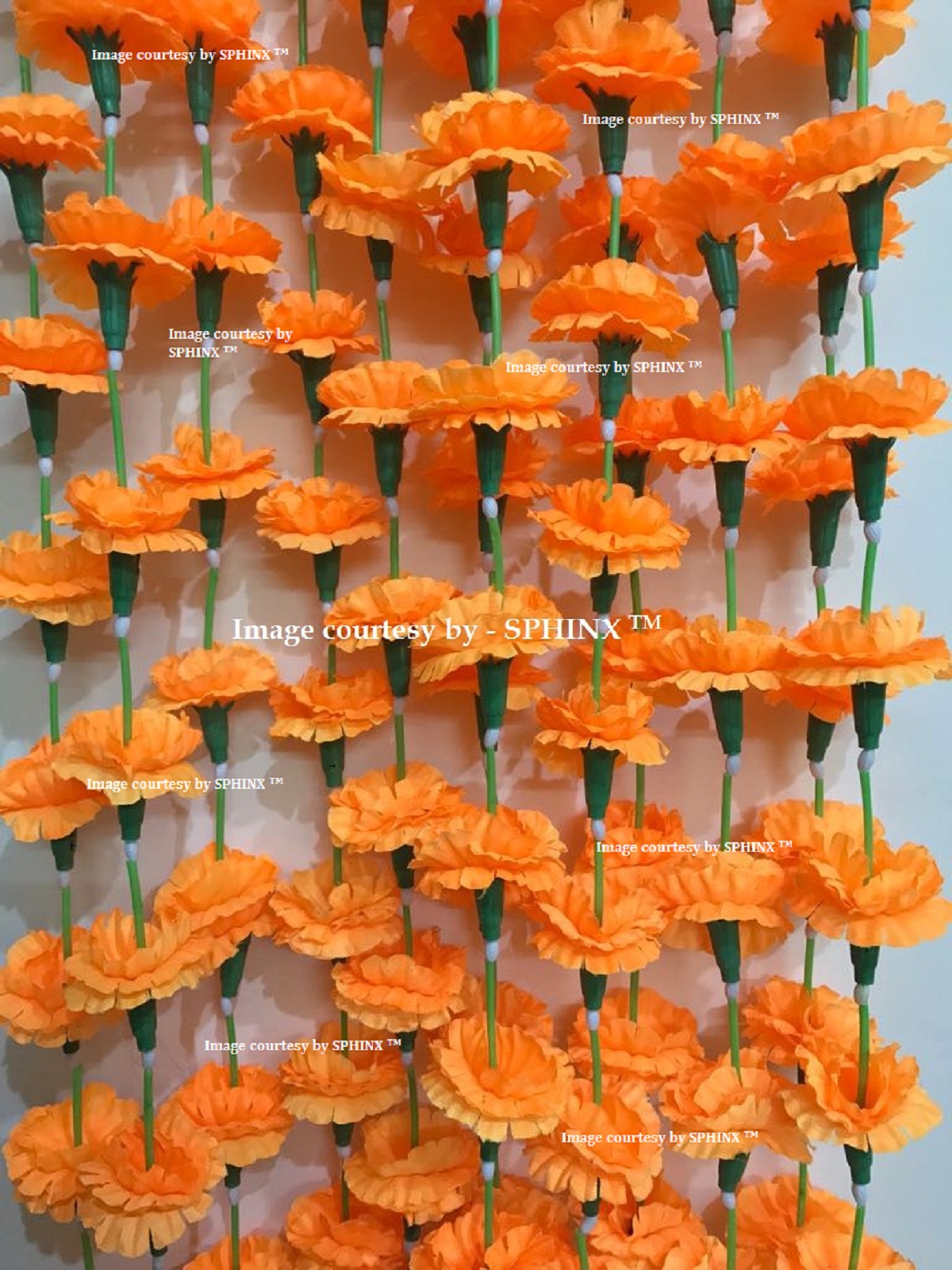 SPHINX RE-USABLE ARTIFICIAL MARIGOLD FLOWERS GARLANDS FOR DECORATION – PACK OF 12 STRINGS/TORAN (18FG)