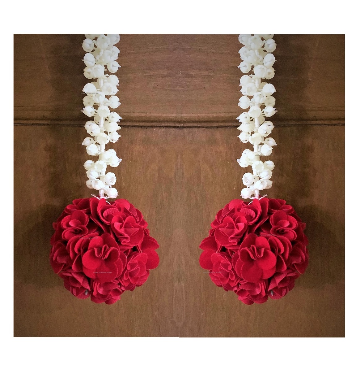 ARTIFICIAL JASMINE (MOGRA) GARLAND WITH ROSE FLOWER BALL
