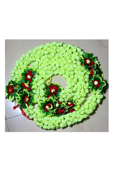 ARTIFICIAL GREENISH JASMINE BUDS AND MULTICOLORED FLOWERS GARLANDS FOR DECORATION