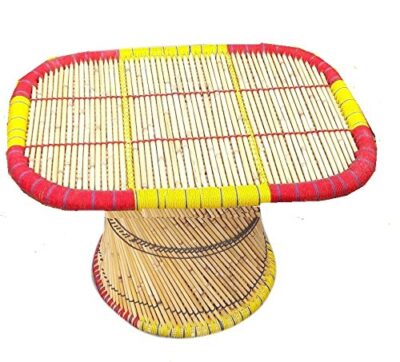 Cane centre table and stool set 2