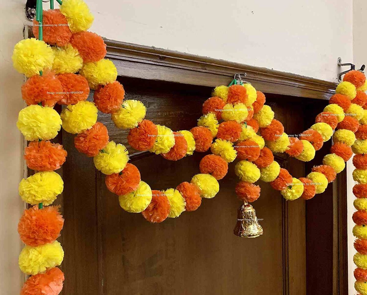 SPHINX ARTIFICIAL MARIGOLD FLUFFY FLOWER GARLANDS DOOR TORAN SET/DOOR