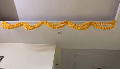 Sphinx artificial marigold fluffy flowers double lines hanging loops yellow 3