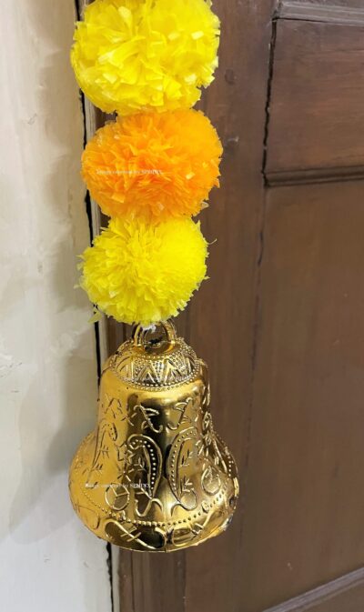 Sphinx artificial marigold fluffy flowers single line door toran yellow and light orange 5
