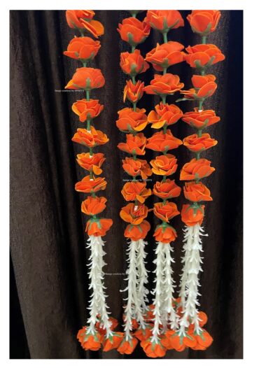 sphinx artificial velvet rose with clustered tuberoses garlands pack of 4 dark orange 3