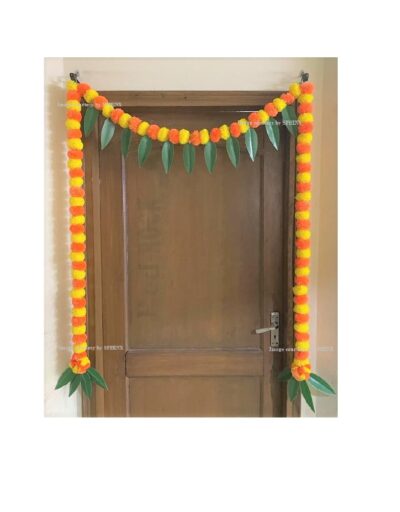 sphinx artificial fluffy marigold and mango leaves door toran new design 1